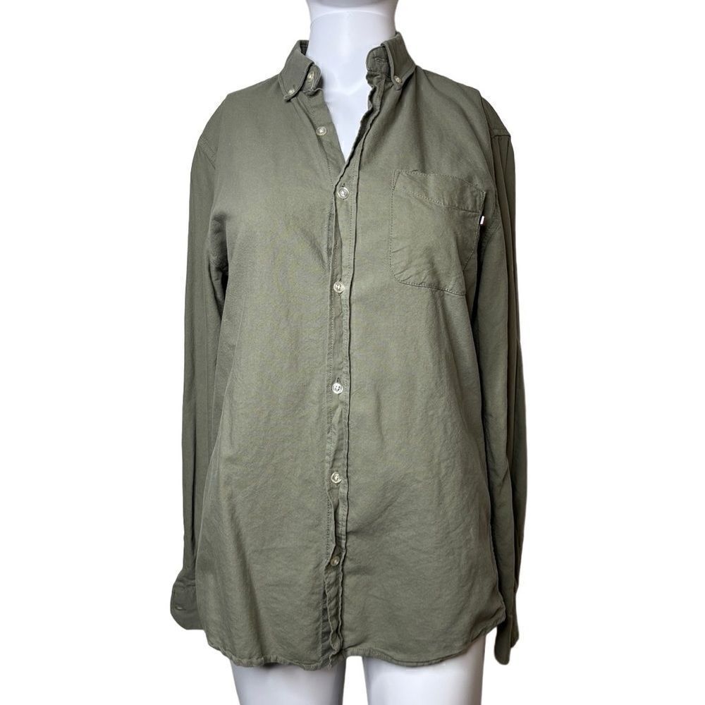 Cotton On Slim Fit Button Down Long Sleeve Shirt Army Green Size XS